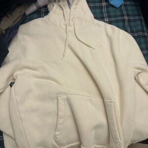 Cream Hoodie with Front Pocket